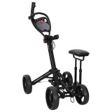 vidaXL Troler de golf cu scaun Negru Aluminiu Pliabil 42033589