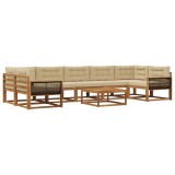 vidaXL Set de canapele de exterior cu pernă 8 pcs Natural și Bej 3382426