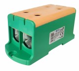 Clema terminala conexiune 1 pol verde - galben Cu-Al 4 gauri 35-240mm &sup2;, , , , , , , montare pe sina DIN 35mm 380A (Al) 425A ( Cu) cu surub imbus