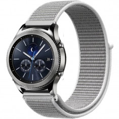 Curea ceas Smartwatch Samsung Gear S3, iUni 22 mm Soft Nylon Sport, White Gray foto