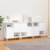 VidaXL Servante, 3 buc, alb, 60x35x70 cm, lemn prelucrat