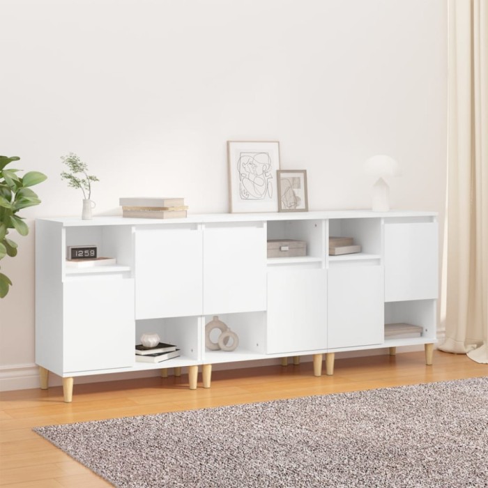 vidaXL Servante, 3 buc, alb, 60x35x70 cm, lemn prelucrat
