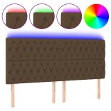 Cumpara ieftin Tablie de pat cu LED, maro inchis, 200x7x118/128 cm, textil