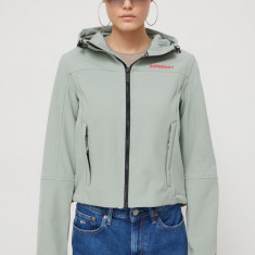 Superdry geaca femei, culoarea verde, de tranzitie