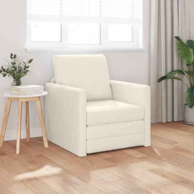 Sofa Pat 2-in-1 Crem 74x77x81 cm Catifea foto