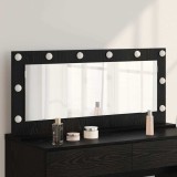 vidaXL Oglindă de toaletă cu lumini LED Stejar negru 100x45x18 cm