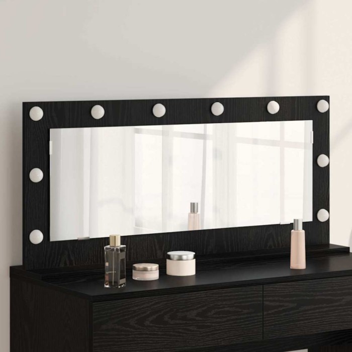 vidaXL Oglindă de toaletă cu oglindă Stejar Negru 100 x 45 x 18 cm 868326