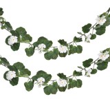 Ghirlanda de Primavara Cu Flori de Geranium Albe si Verdeata 1.8m, Oem