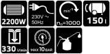 Compresor cu ulei NEO TOOLS 150L, 230V, 2200W, 10 bar, 330 l/min
