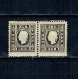 Austria 1884 - Uzual 3kr Franz Iosif, pereche neștampilata, cu șarniere