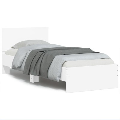 Gossi cadru de pat cu tablie si lumini led, alb, 90x190 cm foto