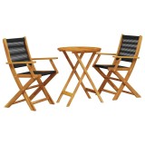 Cumpara ieftin Set mobilier bistro, 3 piese, negru, polipropilena lemn masiv
