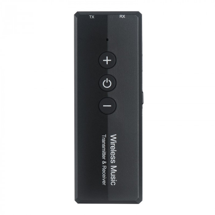 Transmitator receptor portabil 3 in 1 Techstar&reg; OT16, Compatibil Bluetooth 5.0, Reincarcabil, USB, AUX 3.5 mm, TV, PC, Auto, Negru