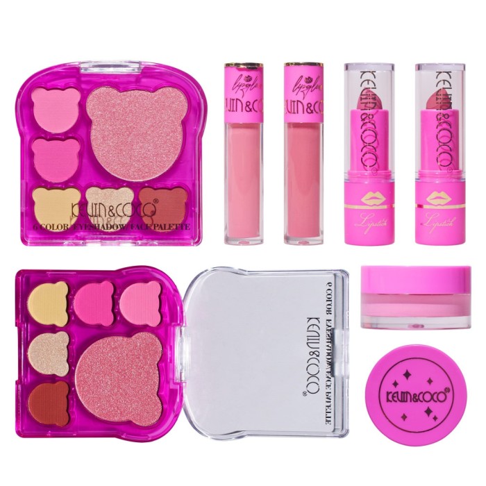 Set 6 produse de machiaj, kevin &amp; coco, pink bear, 16.2 x 16 x 2.5 cm