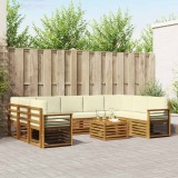 vidaXL Seturi de canapele 10 pcs Natural și Crem Lemn Solid de Acacia 3375530