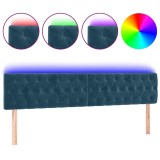 Cumpara ieftin Tablie de pat cu LED, albastru inchis, 180x7x78/88 cm, catifea