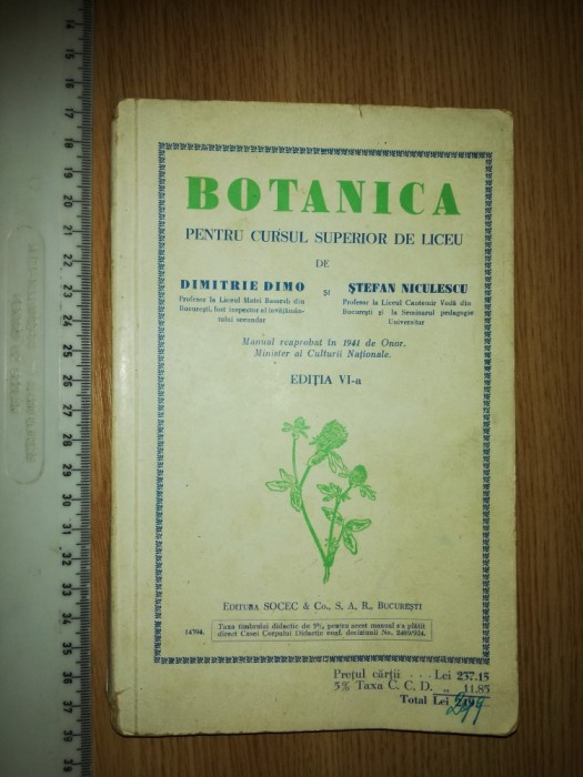 LOT 2 CARTI VECHI / MANUAL - BOTANICA , ALGEBRA