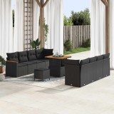 vidaXL Set de canapele pentru grădină cu pernă Negru Rattan poli 3364964