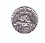 Moneda Canada 5 cents/centi 2004, stare foarte buna, cu luciu