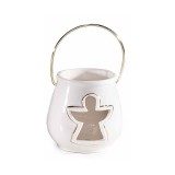 Candela Ingeras portelan alb auriu 8x13.5 cm
