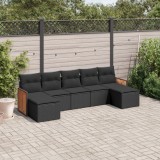 Cumpara ieftin Set canapele de grădină cu perne, 7 piese, negru, poliratan