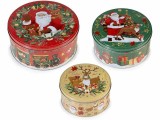 Set 3 cutii Craciun metal multicolor &Oslash; 20 cm x 9 H, &Oslash; 17 x 8 H, &Oslash; 13,5 x 7 H