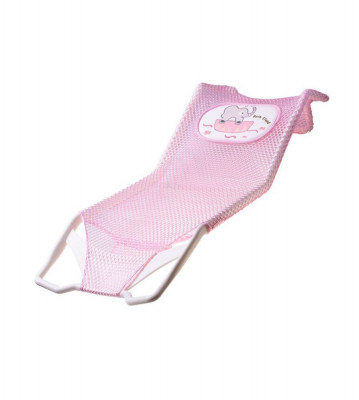 Suport de baie cu cadru metalic si acoperire moale din material textil Baby Bath tip hamac-Culoare Roz foto