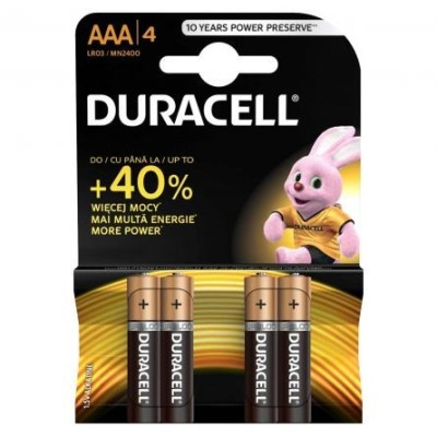 Set 4 baterii alcaline AAA R3 1.5V Duracell foto