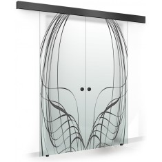 Usa culisanta Boss &reg; Duo Black model Lava negru, 60+60x215 cm, sticla mata securizata, glisanta in ambele directii