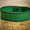 Bratara din piele naturala, handmade, lucrata si cusuta manual, Atta, Verde, Produs in Romania