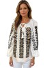 Bluza dama tip ie R256 alb/crem , marimea 2XL, Casual, Bumbac