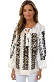 Bluza dama tip ie R256 alb/crem , marimea 2XL, Casual, Bumbac