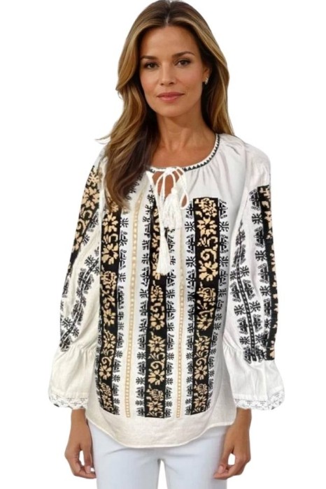 Bluza dama tip ie R256 alb/crem , marimea 2XL