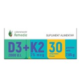 Vitamina D3 2000 UI + K2 75 micrograme 40 comprimate Laboratoarele Remedia