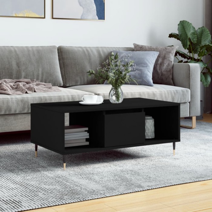 vidaXL Măsuță de cafea, negru, 90x50x36,5 cm, lemn compozit 830581
