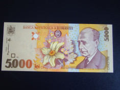 Bancnota 5000 lei 1998 ROMANIA Filigran BNR Vertical - UNC foto