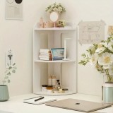 Raft de colt, multifunctional, pentru birou, baie, cu 2 etajere, dimensiuni 60x24x24cm, din MDF, alb