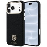 Husa MagSafe pentru Apple iPhone 18 Pro / 17 Pro, Guess, Grained Round Strass Logo, Neagra