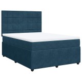 Cumpara ieftin Pat box spring cu saltea, albastru inchis, 140x200 cm, catifea