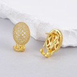 Cumpara ieftin Cercei din Argint 925 Placati cu Aur - Oval Pave Luxe (Sistem Clips-surub)
