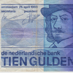 M1 - Bancnota foarte veche - Olanda - 10 gulden - 1968