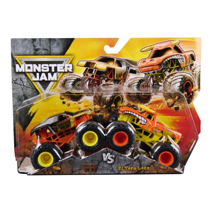 Monster jam set 2 masinute metalice max d xx si el toro loco scara 1 la 64
