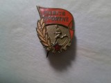 Insigna veche - Merite Sportive , metal si email , h=2,5cm , ac defect