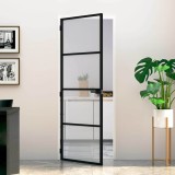 vidaXL Ușă Interioară Neagră 76x201,5 cm din Sticlă Termoizolantă și Aluminiu Subțire 42025243