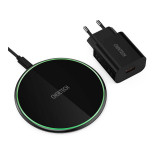 Incarcator wireless Choetech, 15 W, USB-C, aluminiu/sticla, Negru