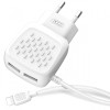 Incarcator Retea Lightning XO L51, 2xUSB, 2.1A, Alb - Incarcator iPhone / iPad
