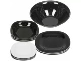 Set de vesela patrat OPAL NOU, 19 piese din sticla, alb-negru, modern