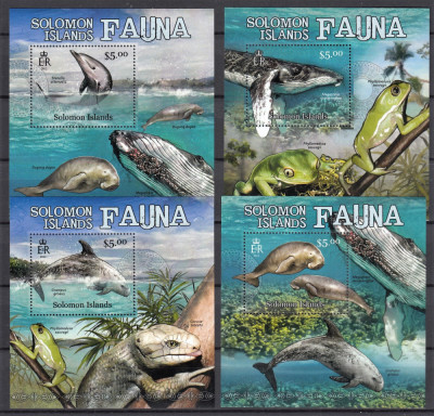 Solomon Islands - FAUNA din INSULELE SOLOMON - 4 Colite - MNH foto