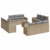 Cumpara ieftin Set canapele de gradina, 13 piese, cu perne, bej, poliratan