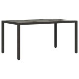 Masa gradina cu blat din sticla, negru, 150x90x75 cm, poliratan